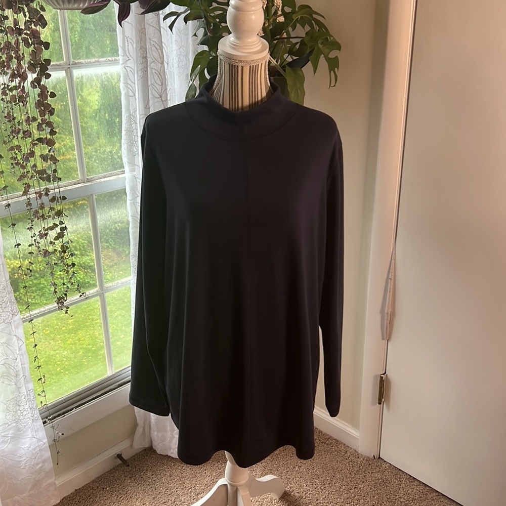 Isaac Mizrahi Live Navy Mock Neck Tunic - Size XL
